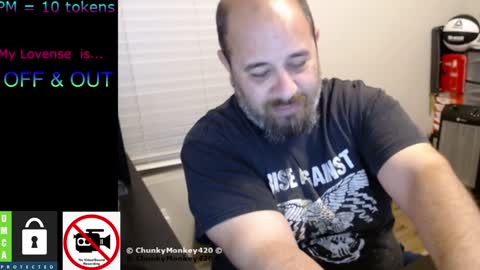 Snapshot of chunkymonkey420 chatting on 02.08.25 Spencer Smokey Bear online show from 02.08.25