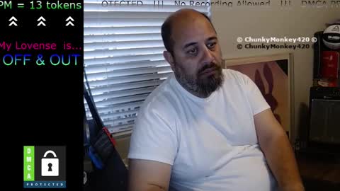 Snapshot of chunkymonkey420 chatting on 03.07.25 Spencer Smokey Bear online show from 03.07.25